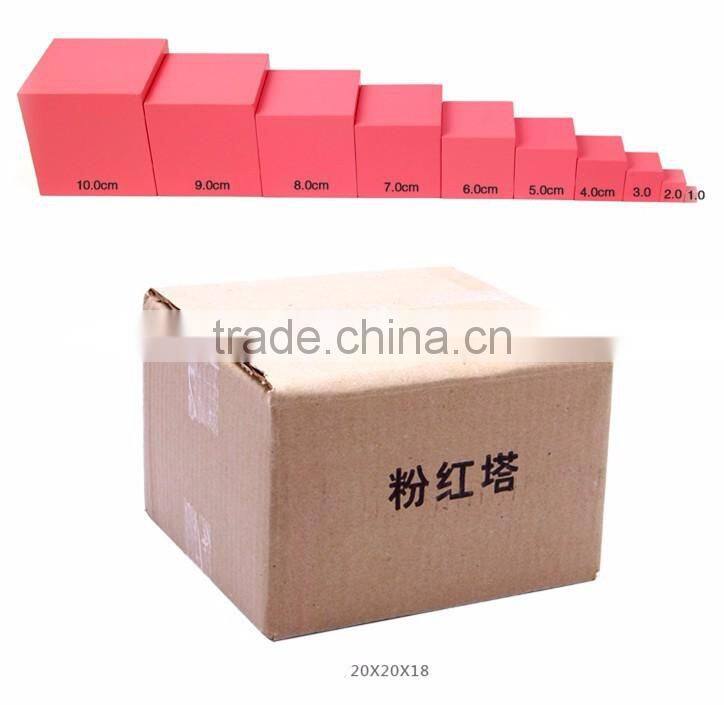 Preschool kid toy wooden Montessori Pink Tower set made in china