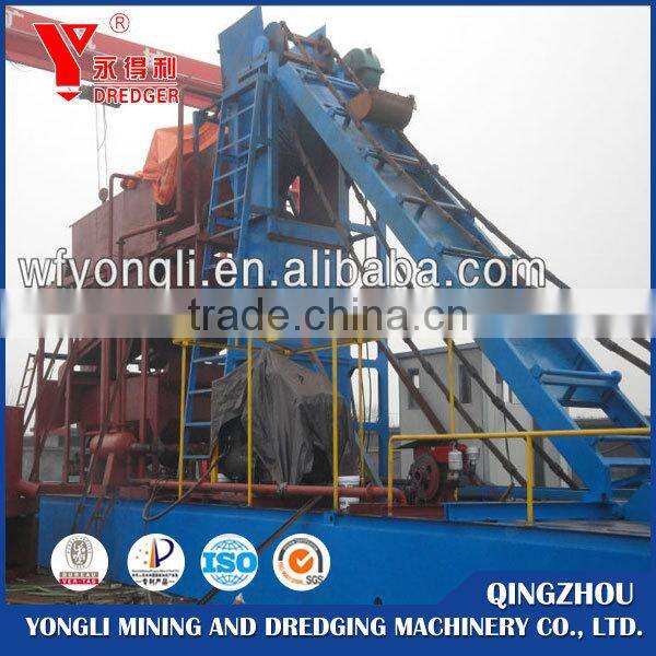 Gold Dredger with bucket chain type and pump suction type