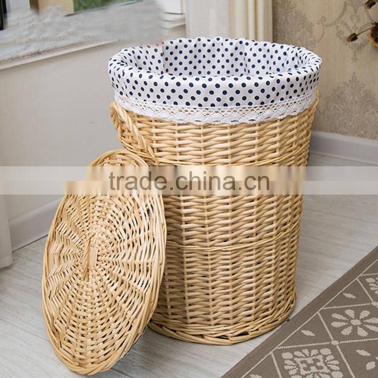 S&D handweaved washable plastic rattan laundry basket for hotel hamper basket