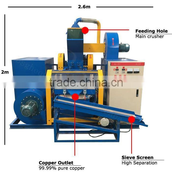 high quality small copper wire granulator and separator/ copper cable granulator with CE marked