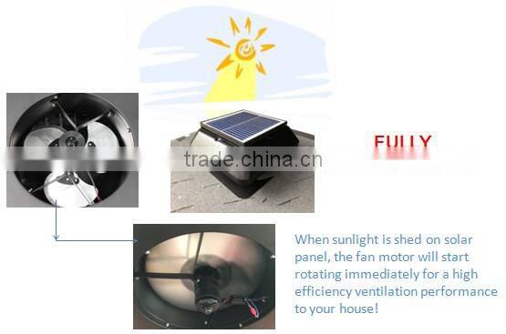 Smart Home Solar Roof Ventilating Fan, 14 inch fan blade 15 watt solar panel