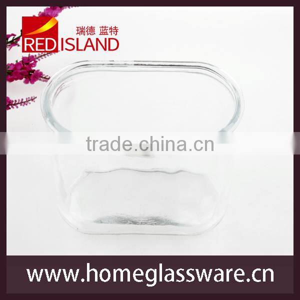 5" HIGH CLEAR GLASS OVAL ART square GLASS VASE