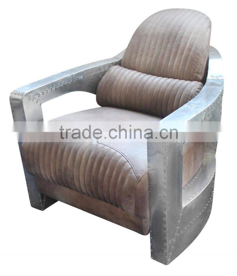 Top Grain Replica Genuine Leather Arm Chair With Cushion/Living Room Leather Furniture