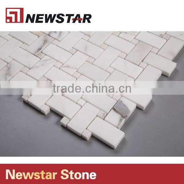 Newstar Wholesale White Marble Tile Veining Patterns Of Gold And Grey Finish Mosaic