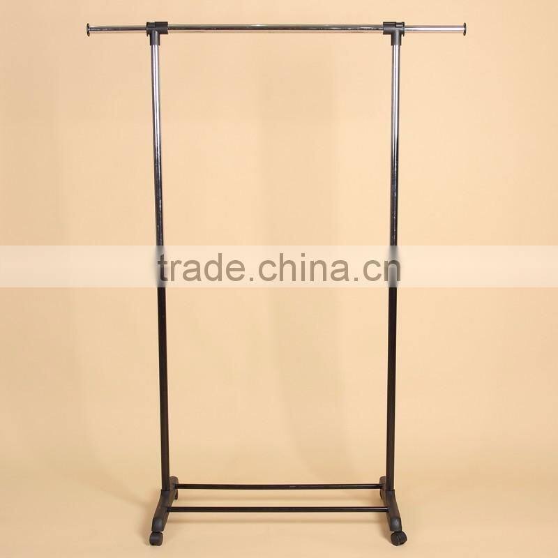 Single Garment Rack Grey Clothes Portable Hanging Rail two lockers Wheels