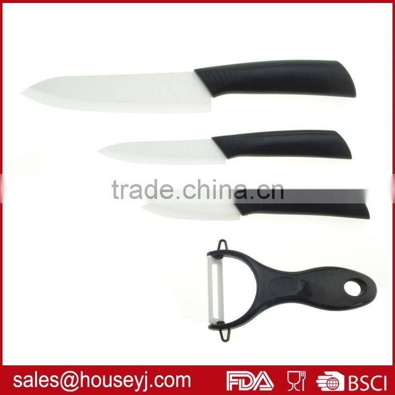 3pcs ceramic knife+ceramic peeler with PP handle EVA box packing 4pcs kitchen knife set