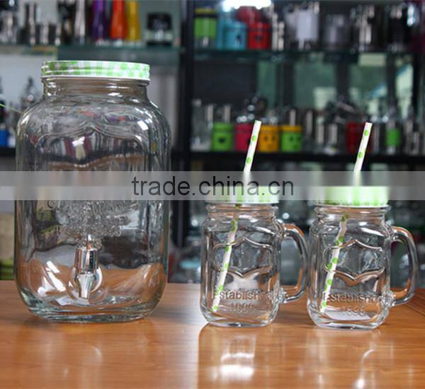 5L glass juice dispenser with brass rack