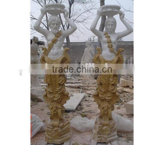 Handcarved sex marble lady statue lamp