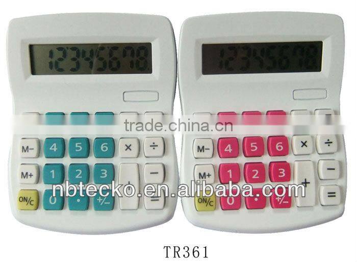 Different colors plastic electronic 8-digit desk calculator