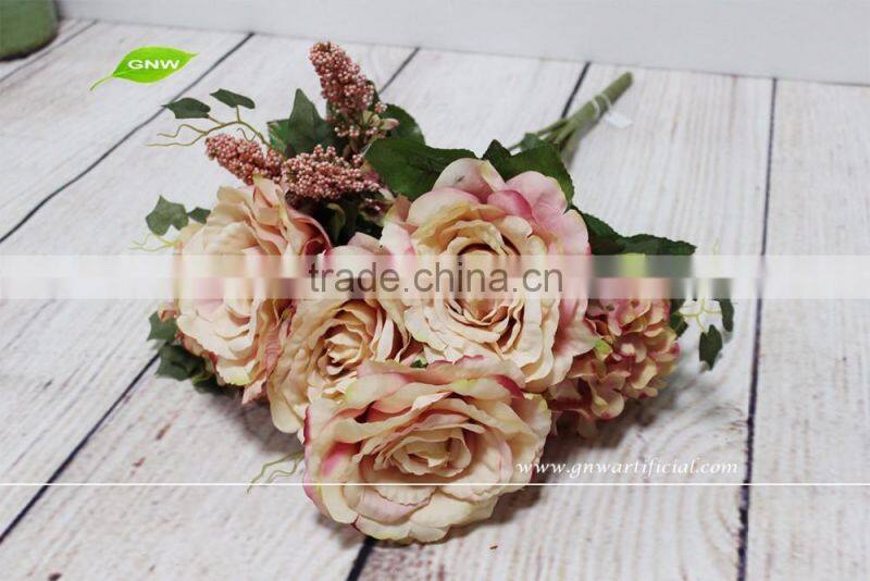 GNW FL-RS60-4-3 High similation Wedding decoration silk flower artificial rose for sale