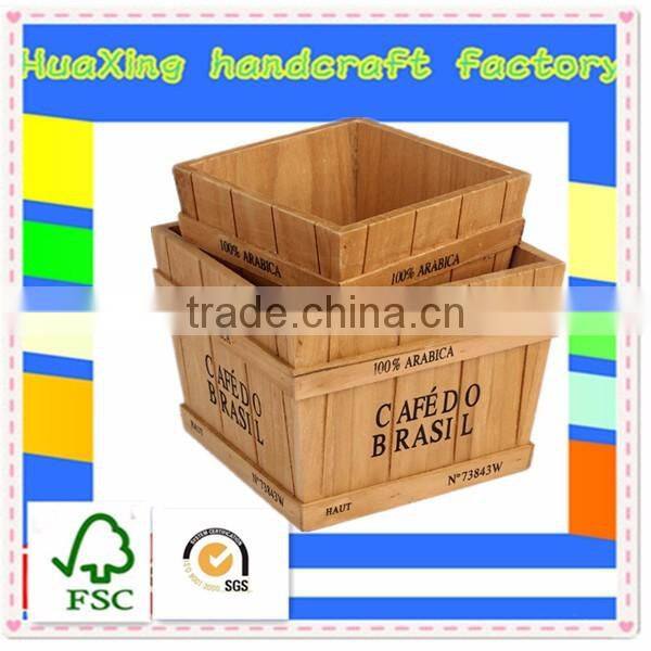 Wooden newest design flower pot round shallow garden planter wholesale