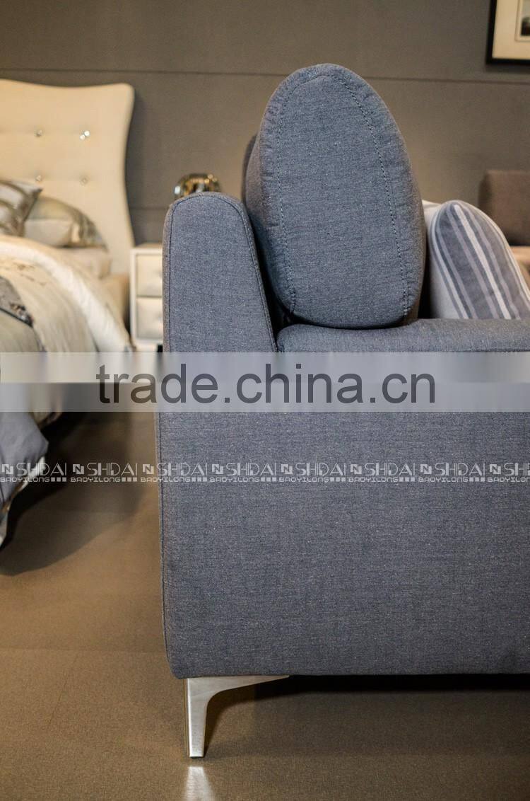 Contemporary Light Navy Fabric Upholstery Sofa And Loveseat Set G183-RE