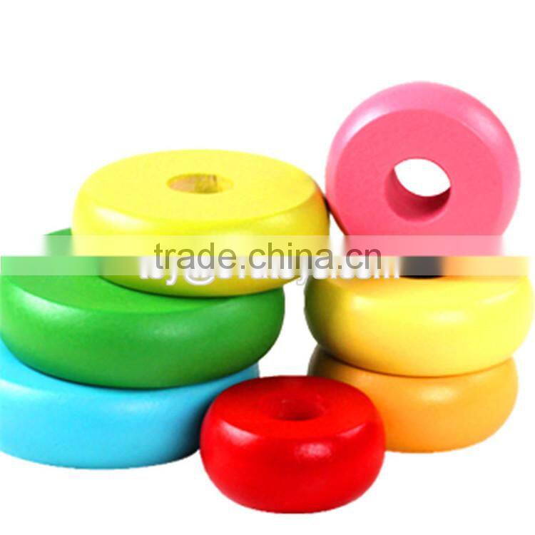 Best educational stacking rainbow tower wooden stack game for toddlers W13D117