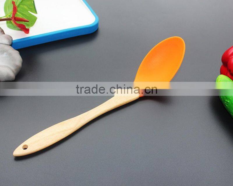 CK-3123 High quality FDA & LFGB 7pcs gadget silicone kitchen cooking tools set eco silicone kitchen utensil set with wood handle