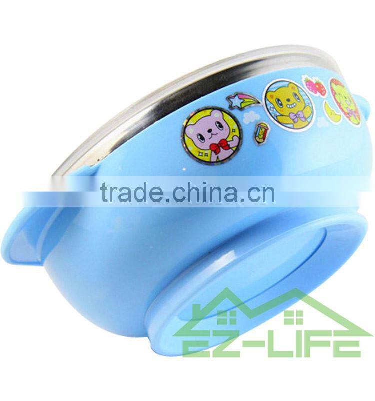 Shockproof sucker and handle stainless steel baby bowls with lids