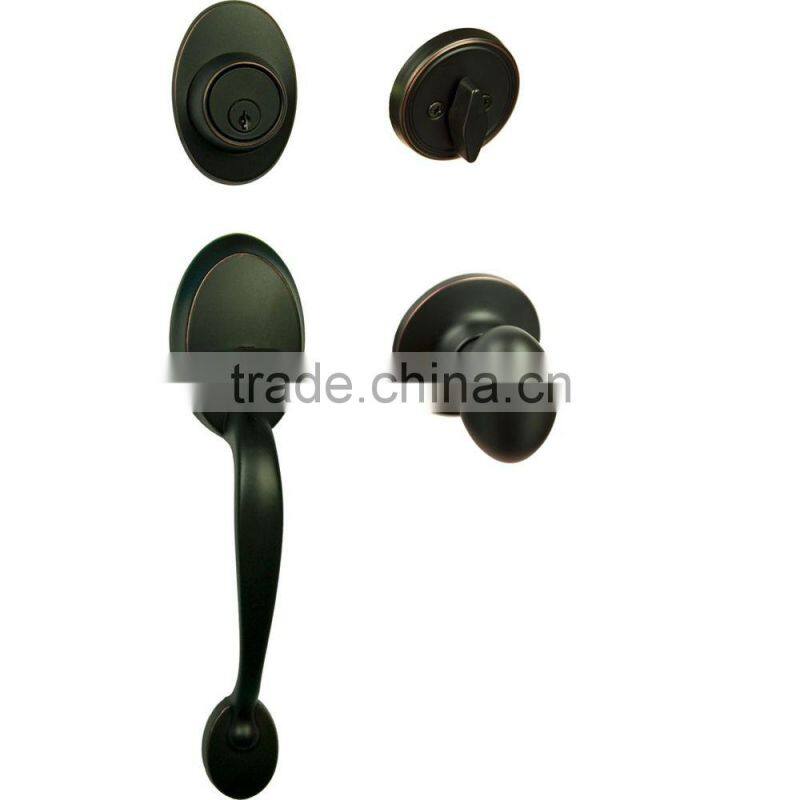 Stainless steel single cylinder door handle lock set