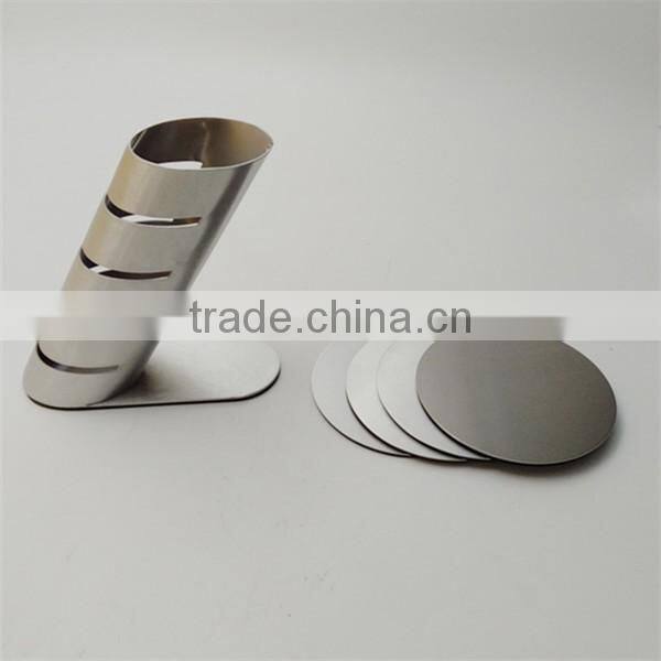 6pcs set Brushed Stainless Steel Smooth Pratique Metal Wine Coaster