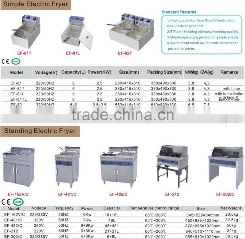 Commercial Kitchen 1 Tank Stainless Steel Gas Deep Fryer