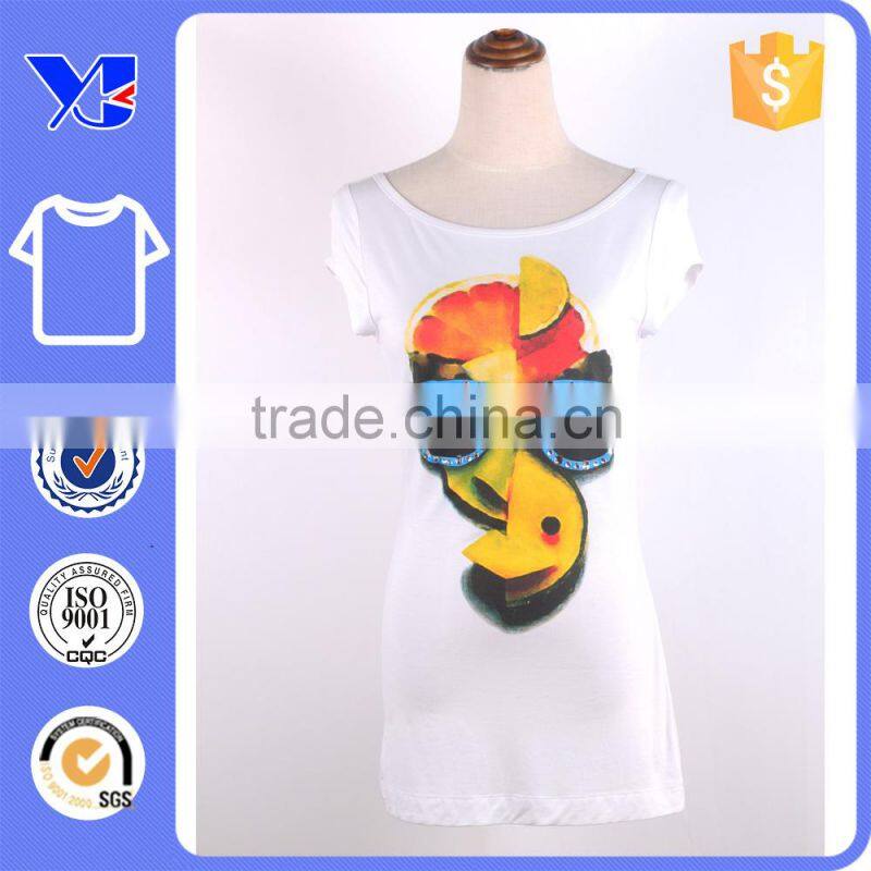 White printing round neck short tee -shirt