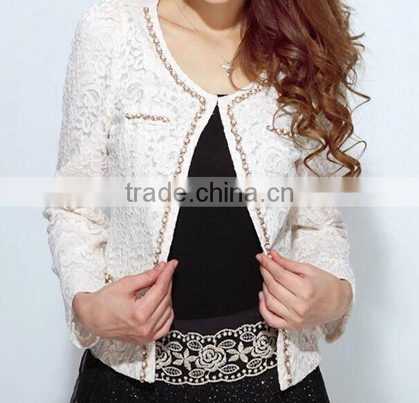 2015 ladies quality beaded coat long sleeve oem wholesale factory fashion woman coat
