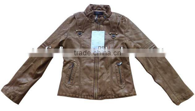 773# stock cheap women's pu leather jacket