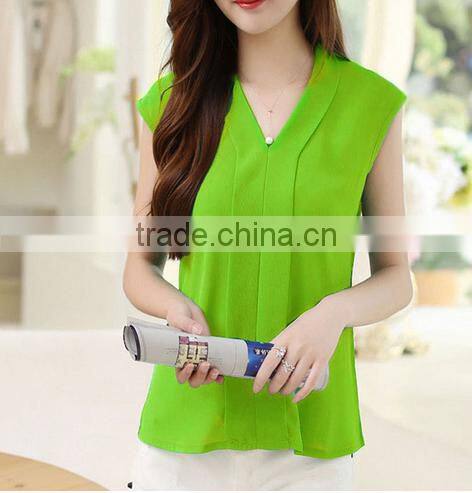 OEM Ladies Sleeveless Chiffon Blouses Tops