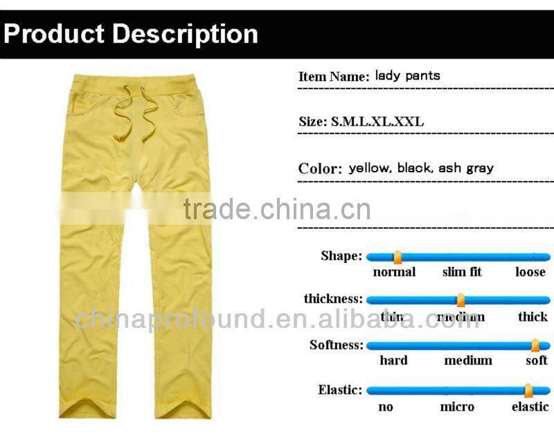 Classic lady's casual sweat pants / trousers with Rhinestone