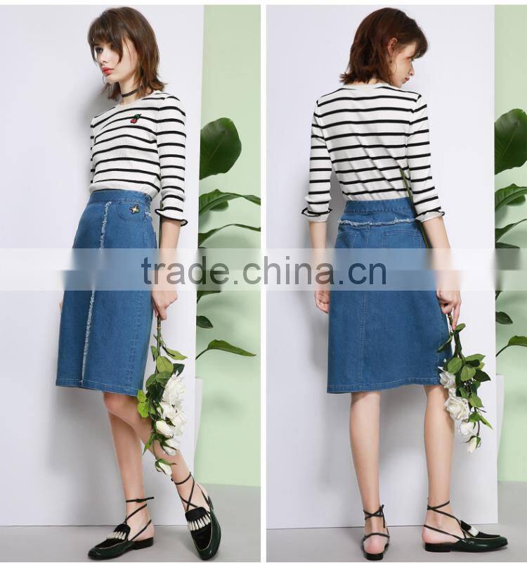 Summer High waist half skirt female cowboy Printed Fashion Casual Women skirt