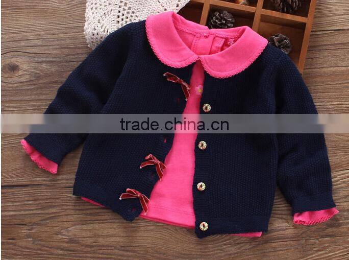 Crewneck button-down long sleeve new born baby cardigan sweater