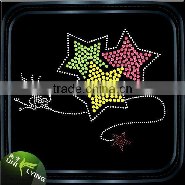 Fashion Two Smile Stars Heat Hot Fix Rhinestone Transfer Motif