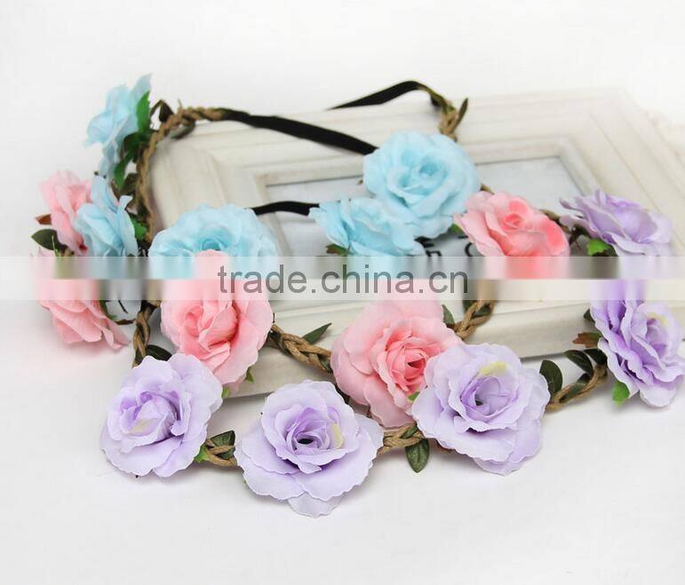 F20074N Wholesale artificial flower garland hair accessory