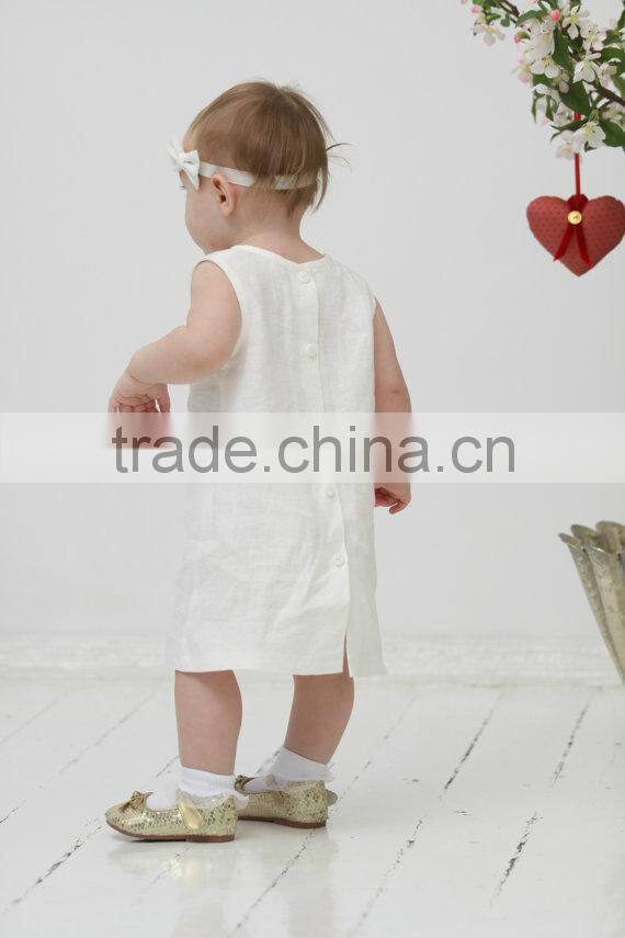 summer baby girl birthday party dress children frocks designs cotton linen A-line casual dress breathable boutique girl clothing