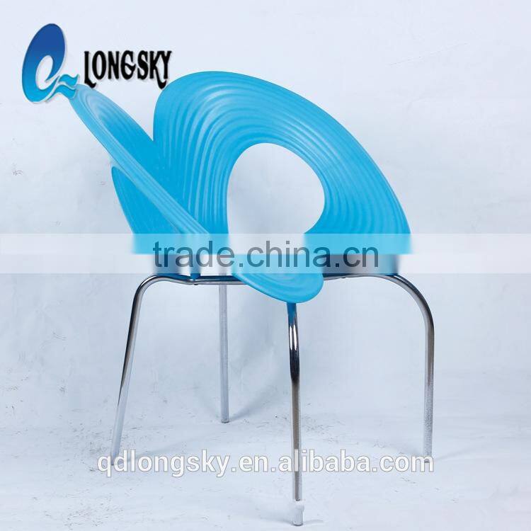 LS-4014 new design Living Room Chairs Strong Chromed Legs stackable plastic butterfly Chair