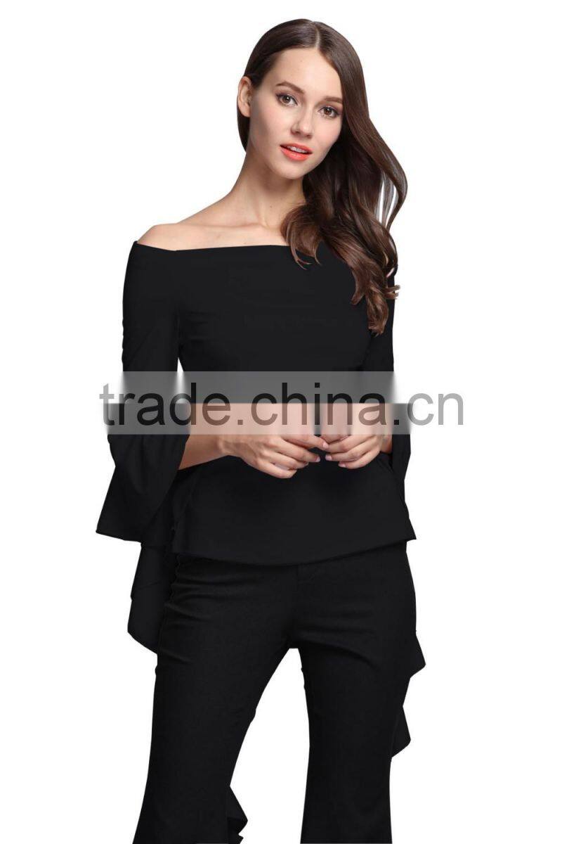 China manufacturer fashion long sleeve blouse elegant ladies top for women 2017