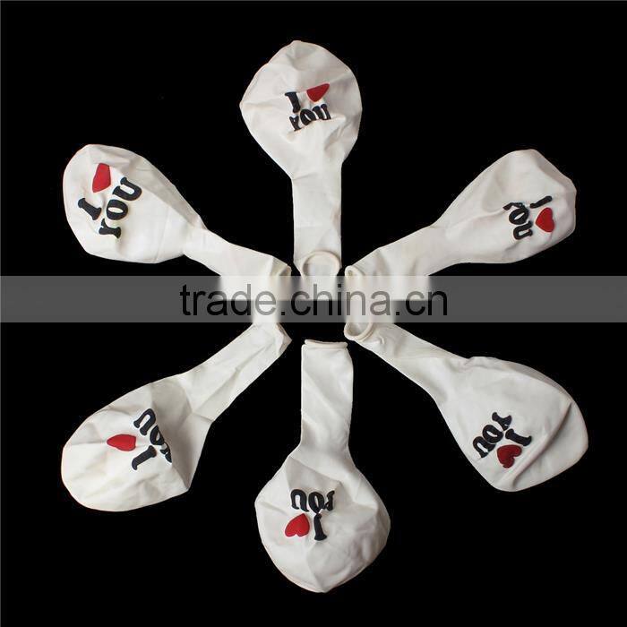 Latex Balloon Party Decorations Round White Alphabet "I Love You" Pattern