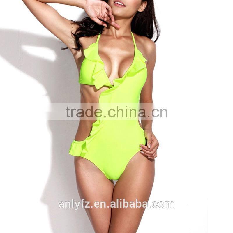 Hot Selling Ladies Swimwear Asymmetric Neckline One Price Swimsuit