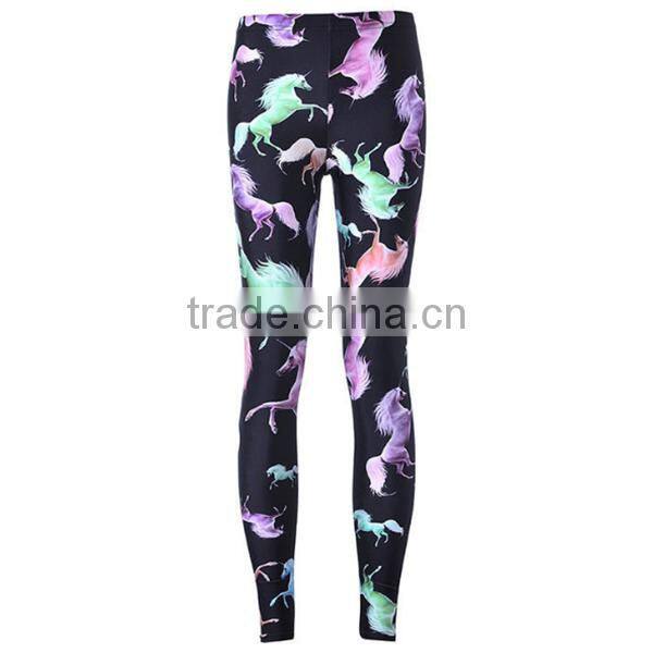 Fashion Girl's Colorful Horse Print Leggings Stretchy Sexy Leggings Pencil Pants