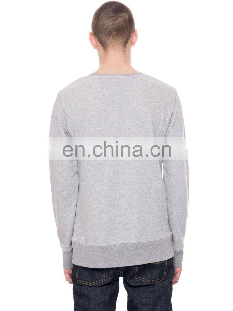 Hot Sale Casual Design Men Plain Sweatshirt Heather Grey Fleece Pullover Sweatshirt