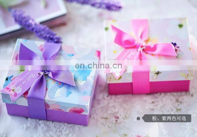 Newest square candy gift tinplate box with ribbon two sizes