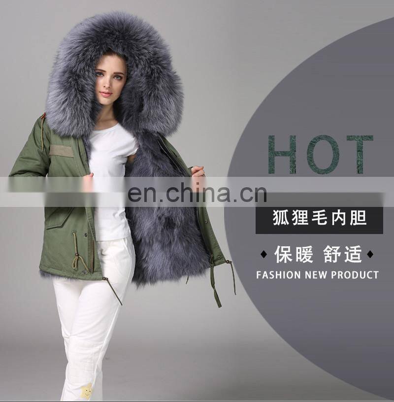 New Collections Winter Fur Coats Fox Army Jacket Women Outwear Parka