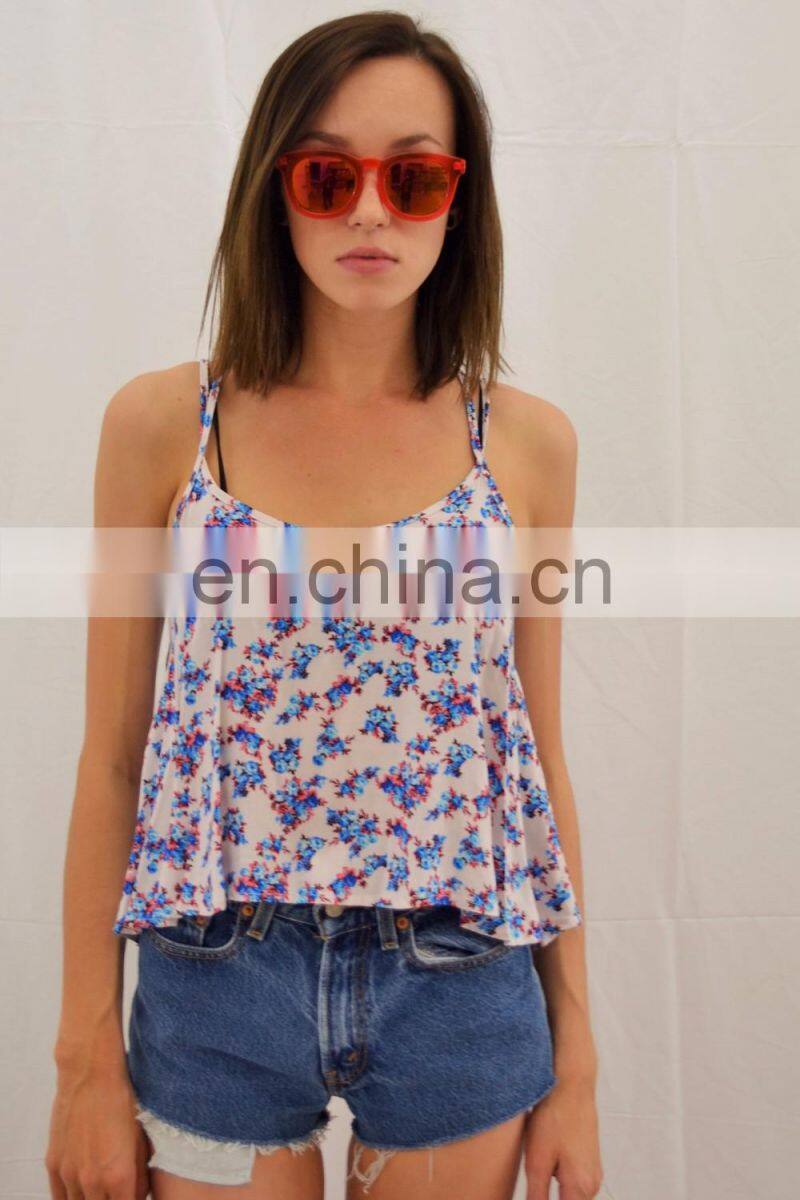 New fashion Floral printed summer crop tank for girls