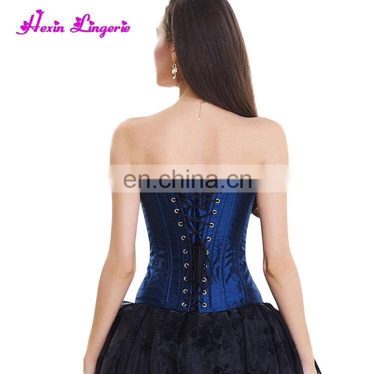 Women Waist Latex Halloween Blue Fish Boned 10 Printed Croset Body Shaper