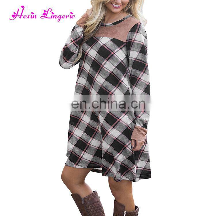 2017 New Design Women V Neck Black Loose Soft Ladies Dresses