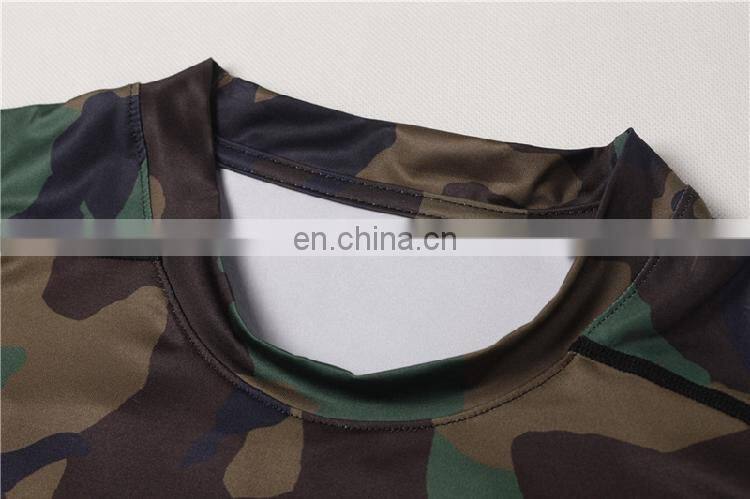 2015 New Model Men Compression T-shirts With Brand Logo Camouflage Dry Fit Sportswear Wholesale