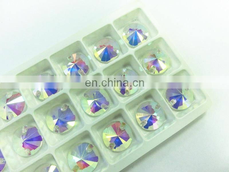 Crystal AB colorful round flatback crystals wholesale for shose making