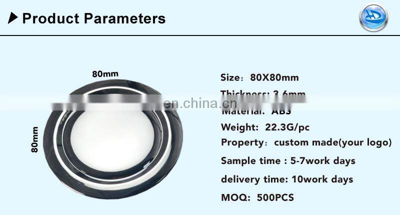 ABS Chromed Round Car Nameplate Badges Emblems, Custom Plastic Car Auto Logo Sticker