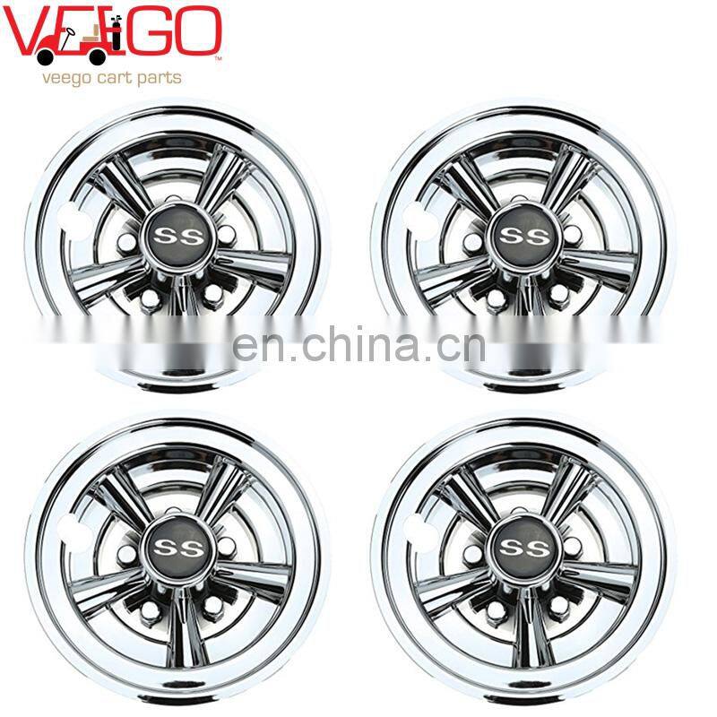 Set of 4 205/50-10 Street/Turf Golf Cart Tires w/ Machined/Black Wheels