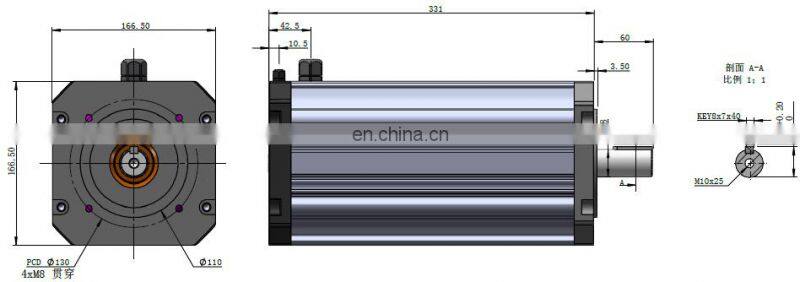 air cooling 1500RPM 220Vac brushless dc 5.5KW motor