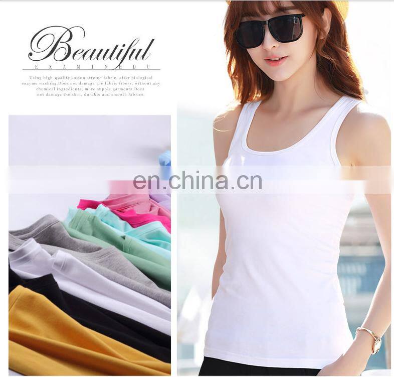 Women's Casual Solid U O-Neck T Shape Basic workout fitness Custom logo Cotton Tank Top