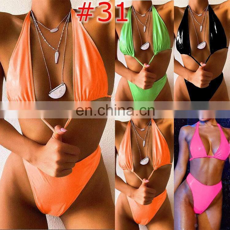 One shoulder neon green bikini 2019 micro Bandeau swimwear women bathing suit biquini Summer beachwear Push up swimsuit
